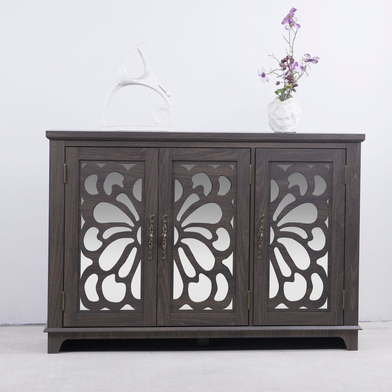 3 Door Mirrored Sideboard Cabinet With Adjustable Shelves
