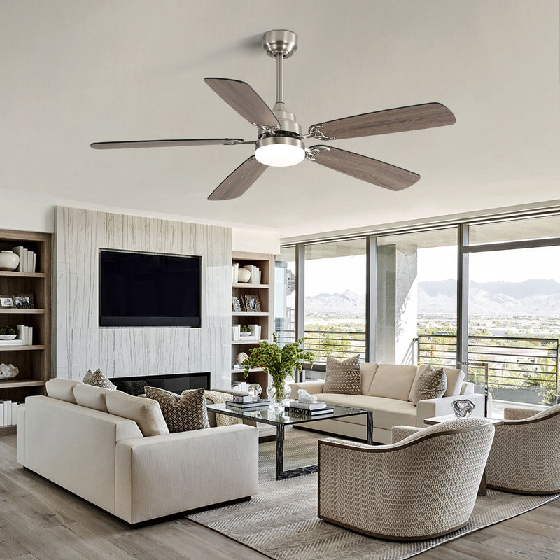 52" Ceiling Fan With LED Light, 6 Speed Remote Control, Reversible DC Motor