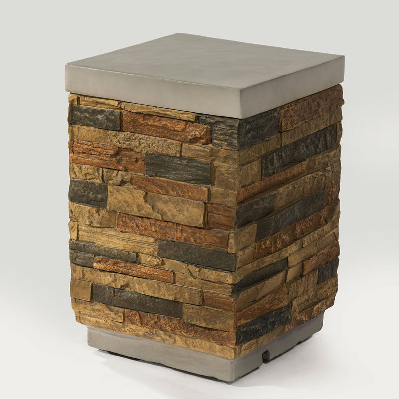 Outdoor Propane Tank Holder Fire Pit Cover Side Table - Sandstone
