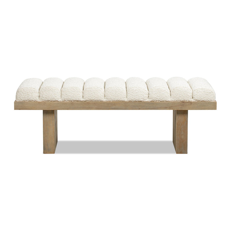 Bella - Upholstered Modern Accent Bench - Ivory White