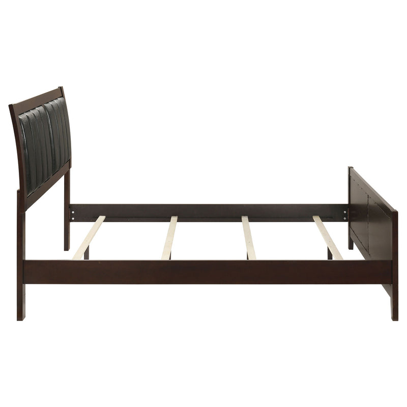 Queen Panel Bed With Upholstered Headboard And Footboard - Brown