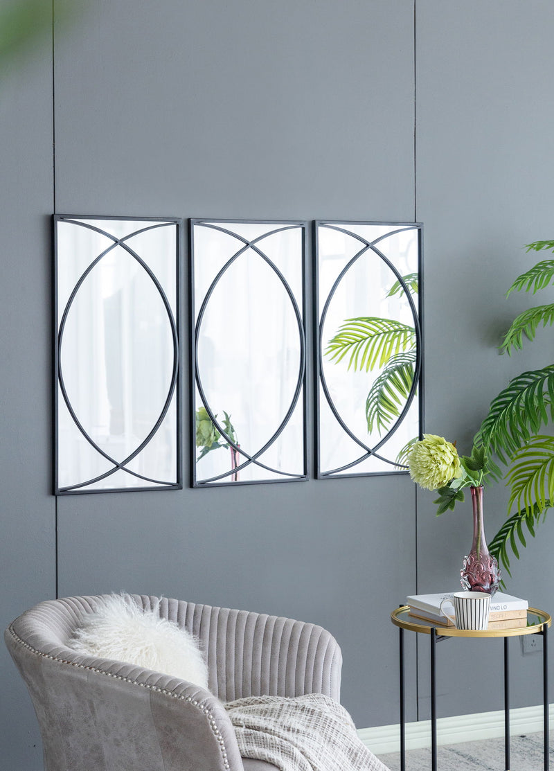 Rectangular Wall Mirrors With Frame, Home Decor For Living Room Bedroom Entryway - Black
