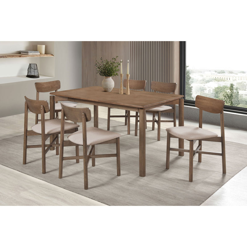 Svenstra - Rectangular Dining Table Set With Armless Side Chairs, Wood, Natural Walnut, 59 X 35.5 X 30 Inches