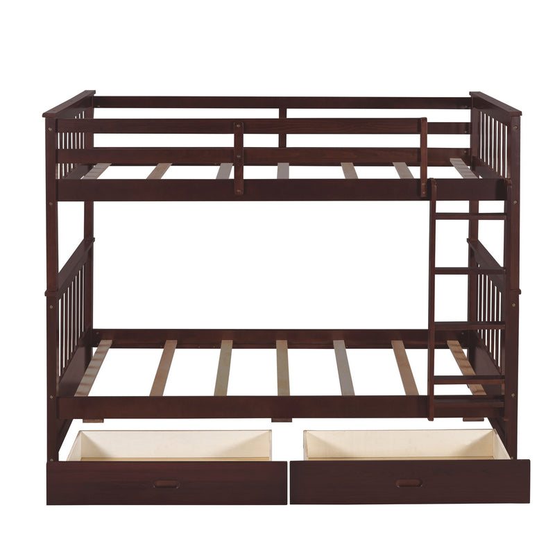 Bunk Bed With Ladders And 2 Storage Drawers