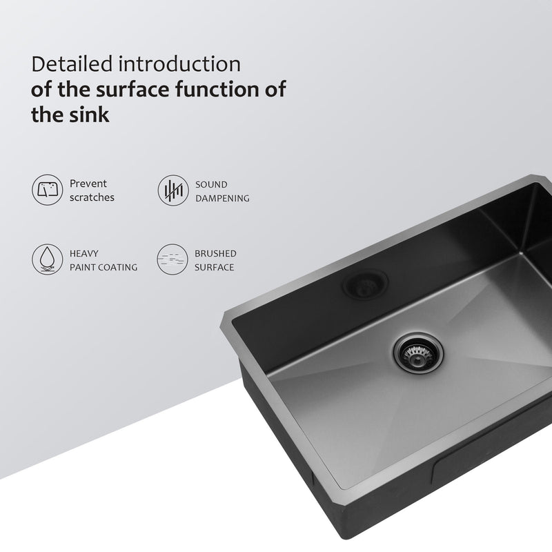 Undermount Kitchen Sink 16 Gauge Single Bowl Stainless Steel