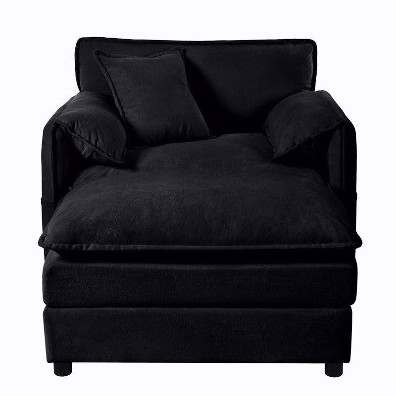 Oversized Chair With Movable Ottoman, Soft Upholstered Lounge Chair
