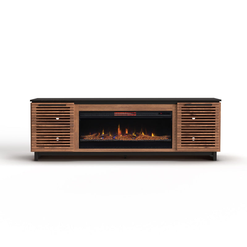 Graceland - Fireplace TV Stand Console For TVs Up To 100" - Black / Bourbon