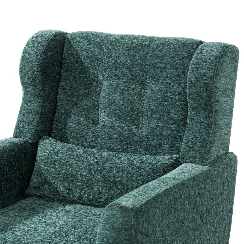 Modern Accent Chair, Arm Chairs For Living Room, Upholstered Mordern Armchair, Comfy Soft Padded Lounge Chair In Small Space, Bedroom, With Pillow, Solid Wood Leg