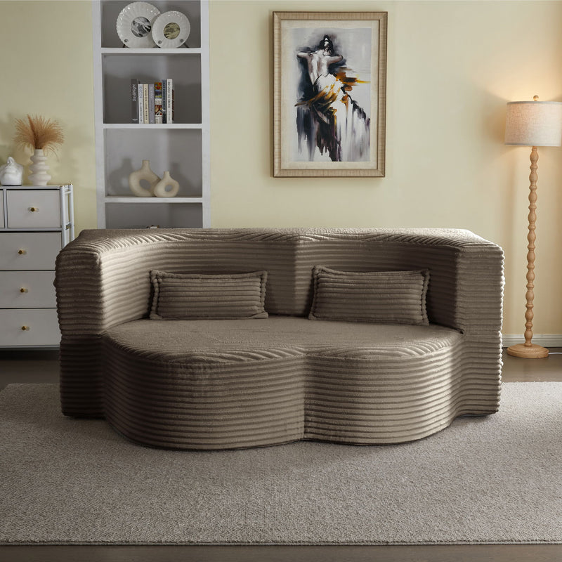 Floor Convertible Sleeper Sofa Bed With 2 Pillows