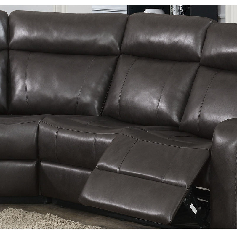 Manual Motion Recliner Sectional Sofa With Console And Cup Holders - Brown