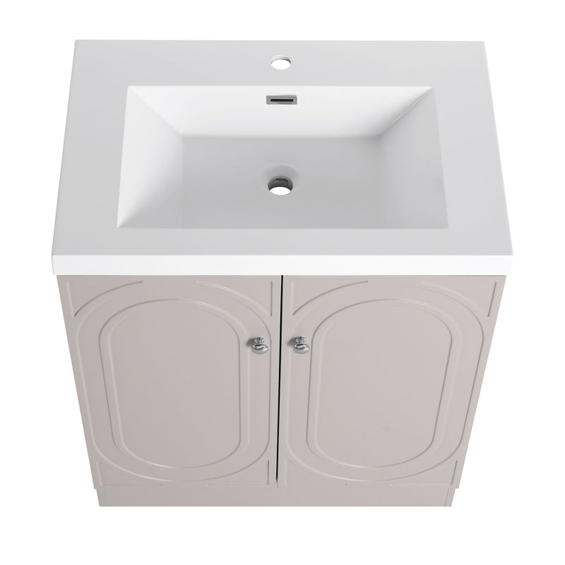 Contemporary Freestanding Bathroom Vanity With Resin Sink & Soft-Close Cabinet Doors