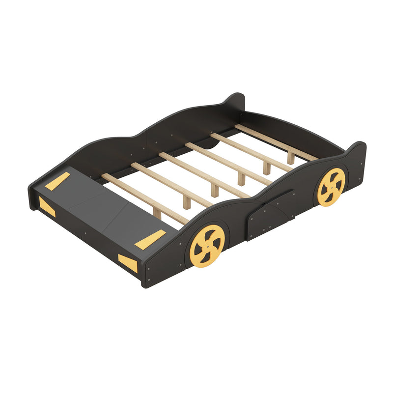 Race Car Shaped Platform Bed With Wheels And Storage