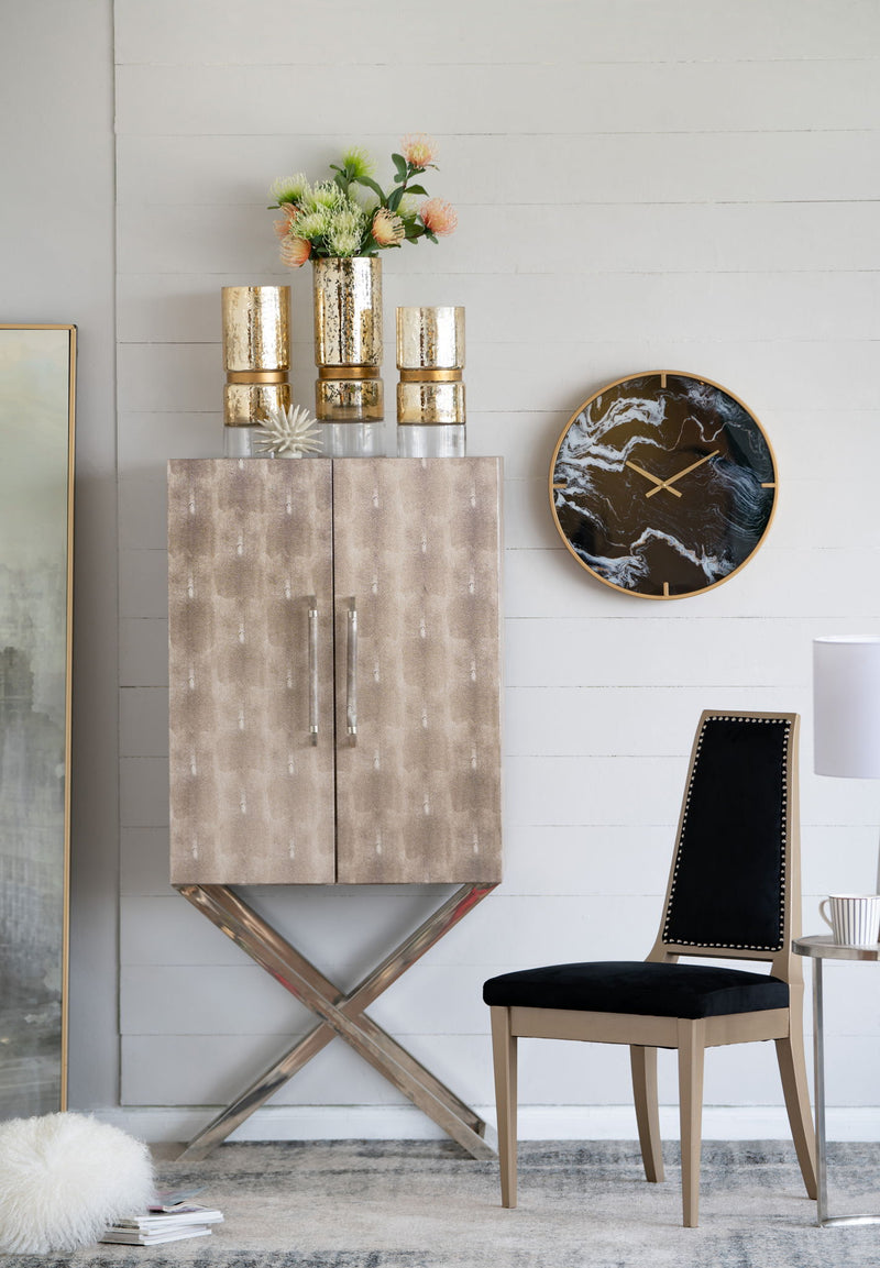 Cabinet - Silver - Faux Leather