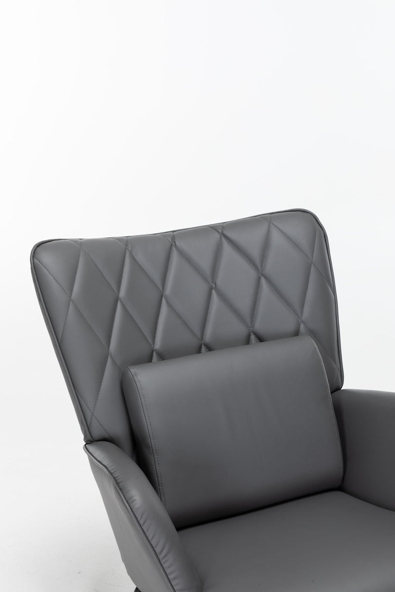 Rocking Accent Chair With Lumbar Pillow And Ottoman