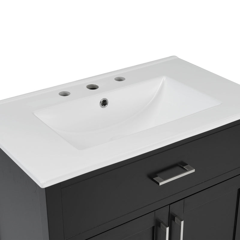 Bathroom Vanity With Sink And Ample Storage, Rectangular Undermount Sink - Black