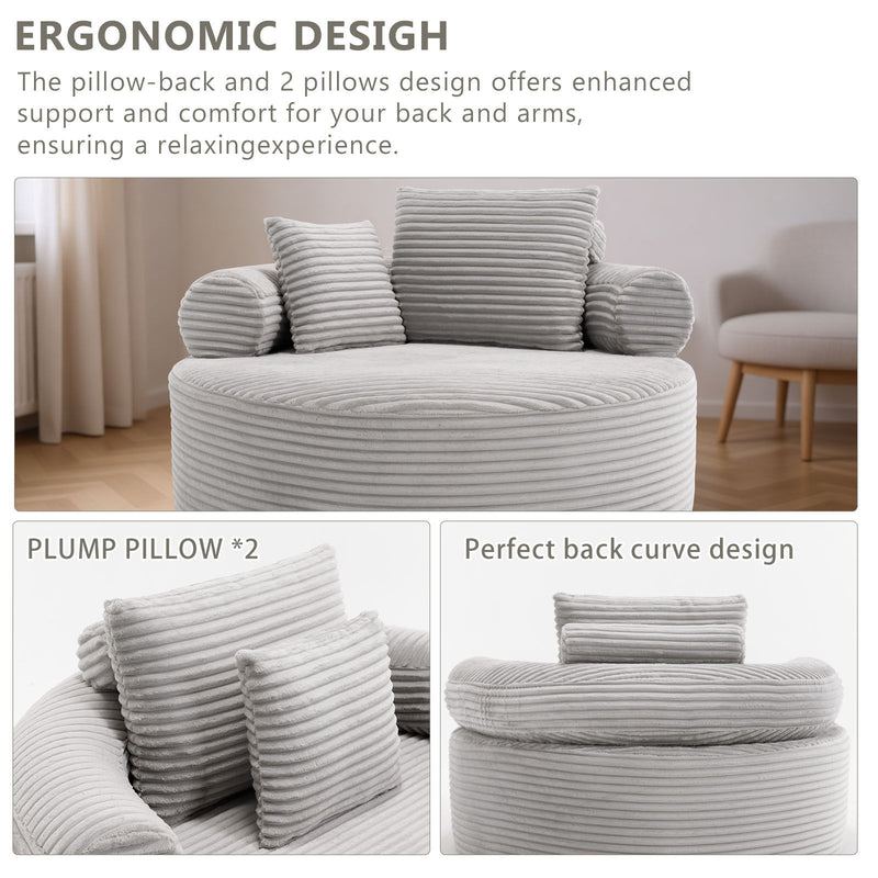 Round Sofa Bed With 3 Pillows For Living Room