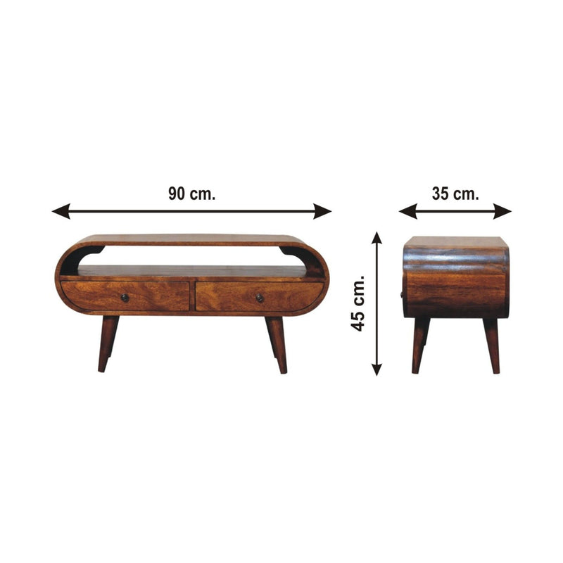 Solid Wood Circular TV Stand