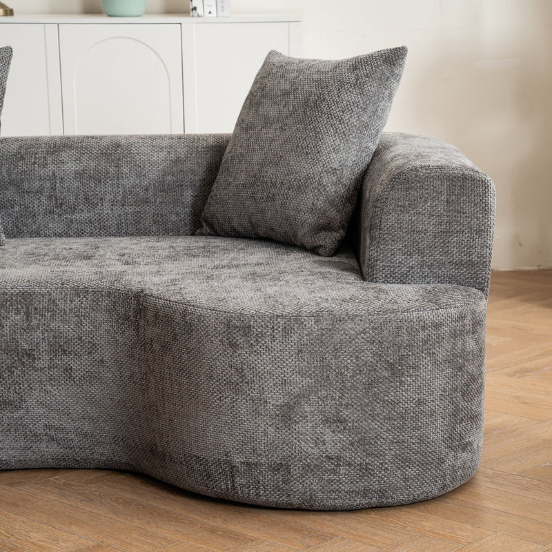 Modern Style Ultra Smooth Curved Sofa With 3 Pillows