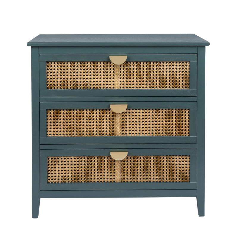 3 Drawer Cabinet, Natural Rattan, American Furniture