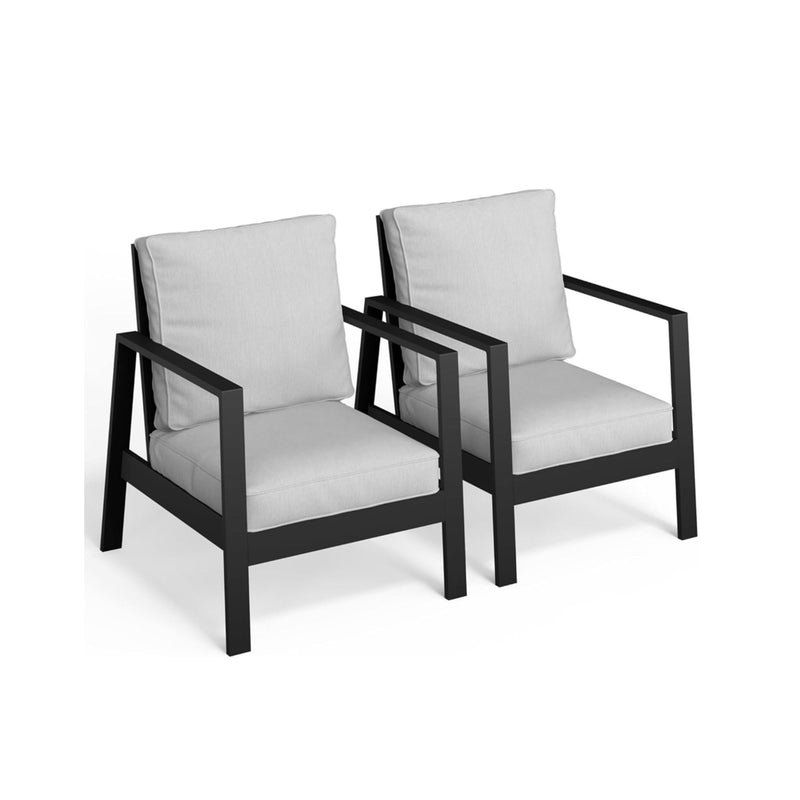All-Weather Ergonomic Patio Armchairs With Thick Cushions (Set of 2)