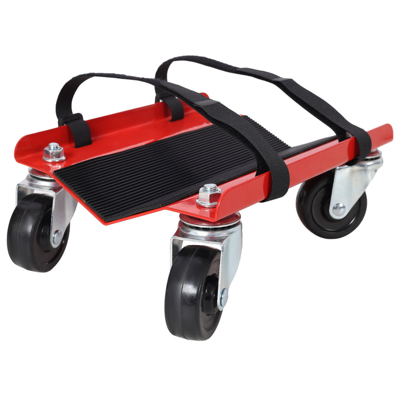 Heavy Duty Snowmobile Dolly V Slide With 2.5" Swivel Casters, Rubber Pad, 1500Lbs Capacity Steel - Red