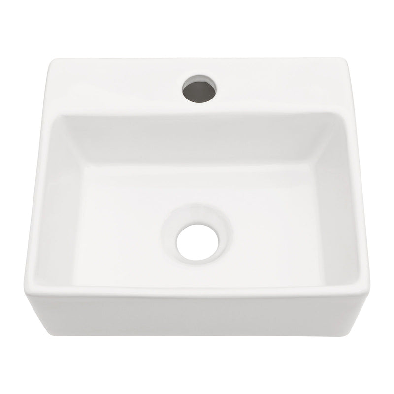 Ceramic Rectangle Wall Mount Bathroom Sink With Single Faucet Hole