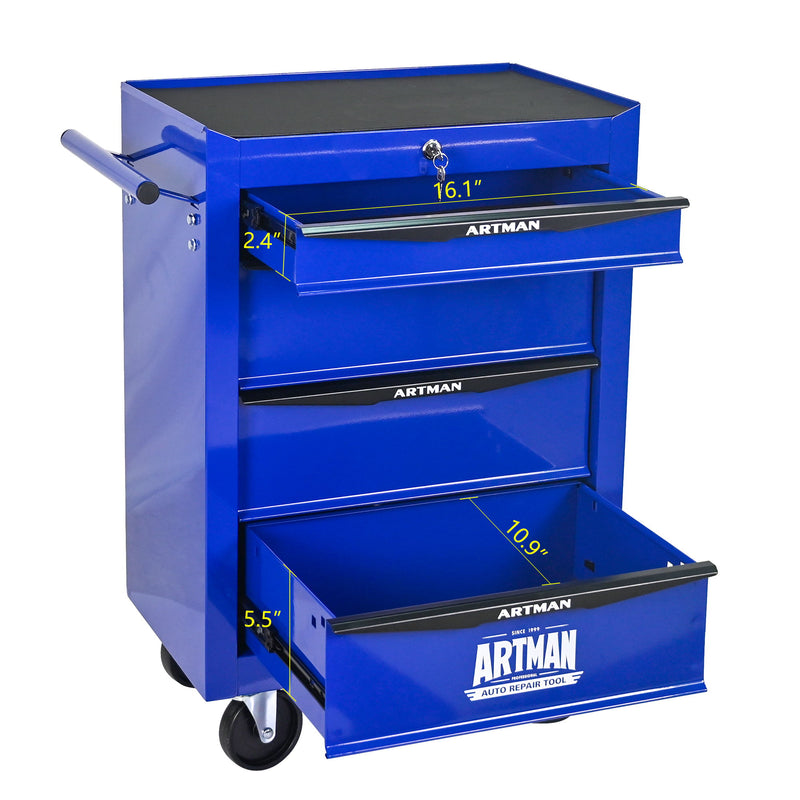 Rolling Metal Tool Chest With Drawers, Steel Storage Cabinet With Ball Bearing Slides