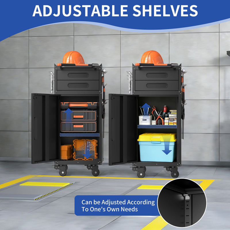 Rolling Tool Cabinet Heavy Duty Garage Storage With Lockable Doors