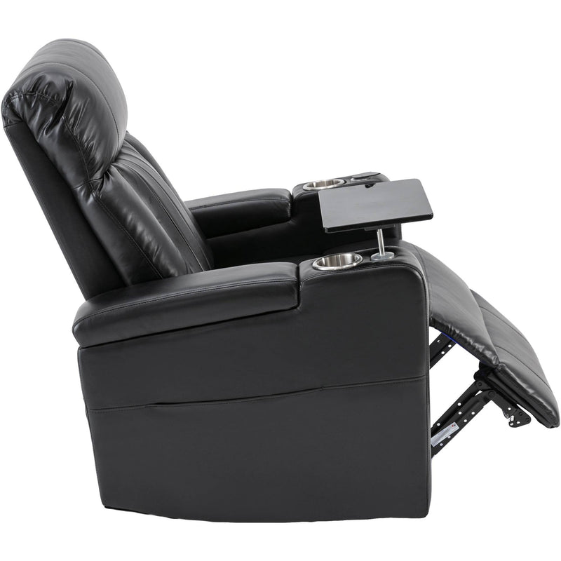 Premium Power Recliner & Storage Arms, Cupholders, Swivel Tray Table And Cell Phone Stand - Black