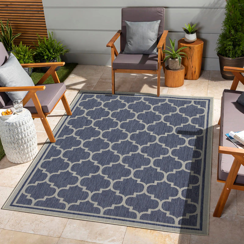 Sunshine - 5'3" X 7'3" Indoor, Outdoor Area Rug Polypropylene - Blue