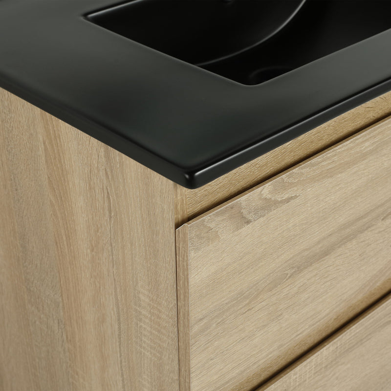 Wall Mounted Bathroom Vanity With Sink, 2 Soft Close Drawers