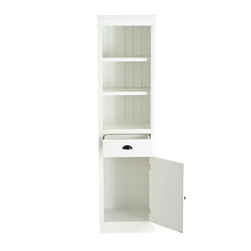 Retro Style 75'' Tall Display Shelf With Cabinet For Hallways Living Room Kitchen - White