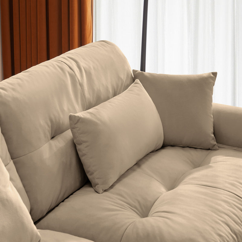 Modern Oversize Sofa With Cloud Like Comfort, Featuring Waist And Throw Pillows