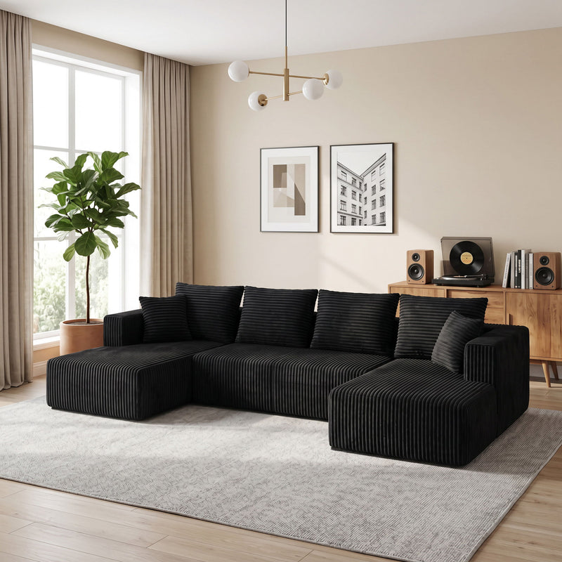 U-Shaped Modular Sectional Sofa With Double Chaise, Oversized Deep Seat For Living Room