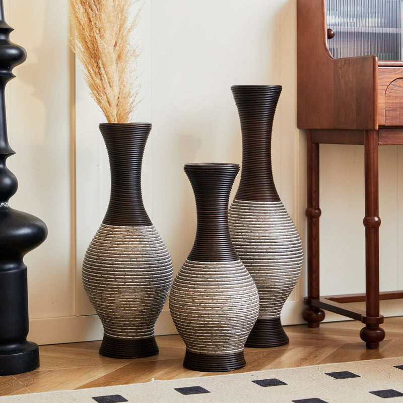 Tall Designer Floor Vase With Elegant 2 Tone