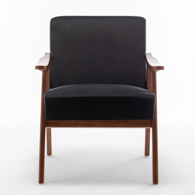 Mid Century Modern Accent Chair With Solid Wood Frame And Extra Thick Backrest