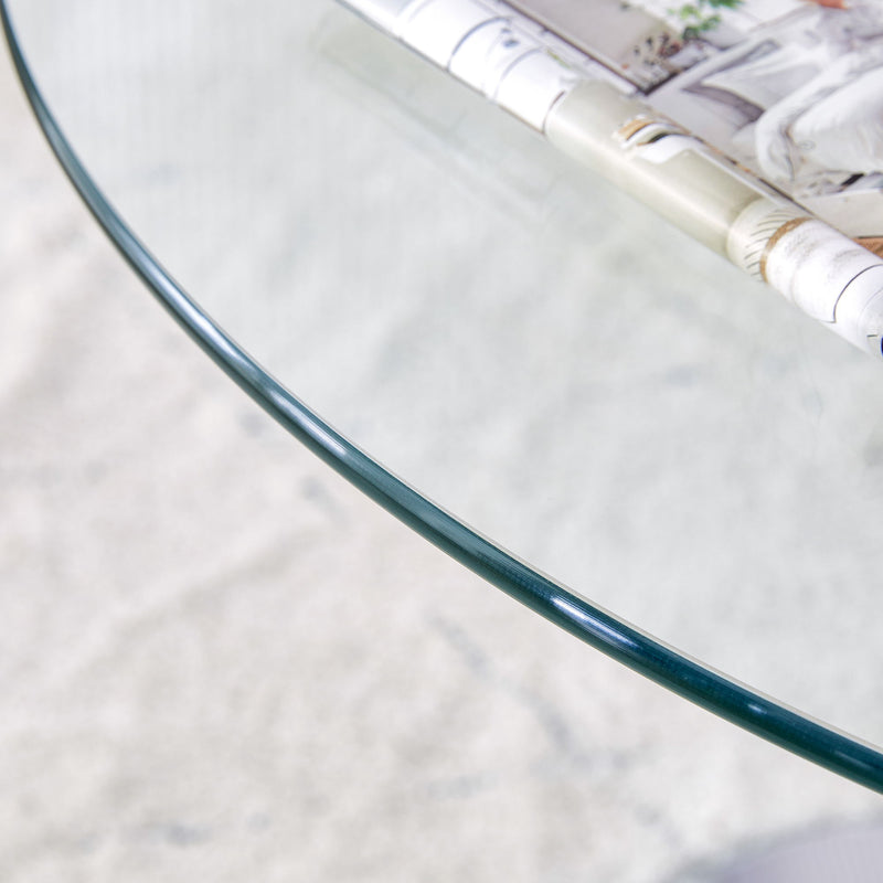 Modern Minimalist Round Dining Table With Glass Top