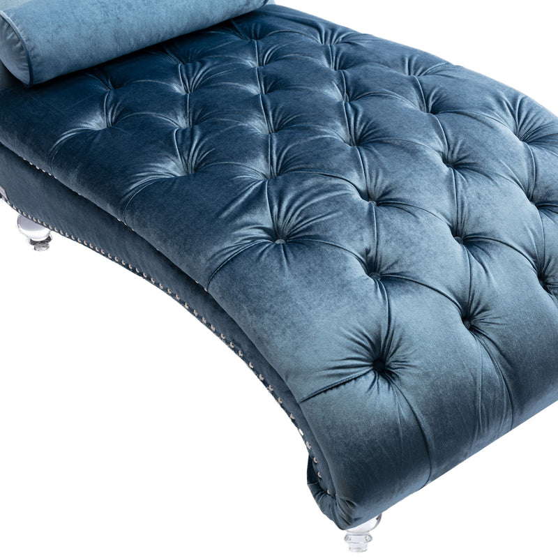 Chaise Lounge Indoor, Button Tufted Upholstered Chaise Lounge Chair With Pillow