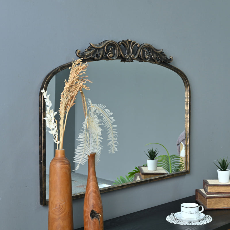 Handmade Arched Mirror, Ornate Baroque For Entryway - Antique Bronze
