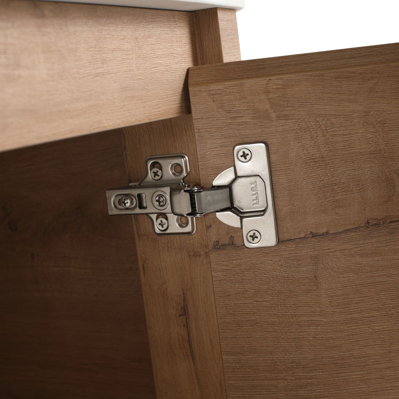 Wall Mounted Bathroom Vanity With Art Sink, 1 Storage Shelf, Soft Close Door