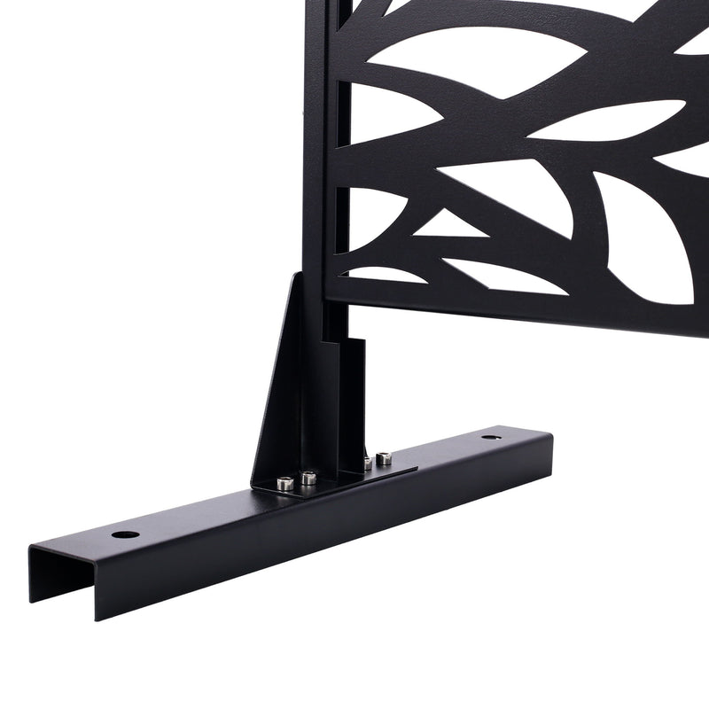 Outdoor & Indoor Privacy Screen Metal Privacy Screen, Freestanding Decorative Privacy Screen For Deck Balcony Patio - Black