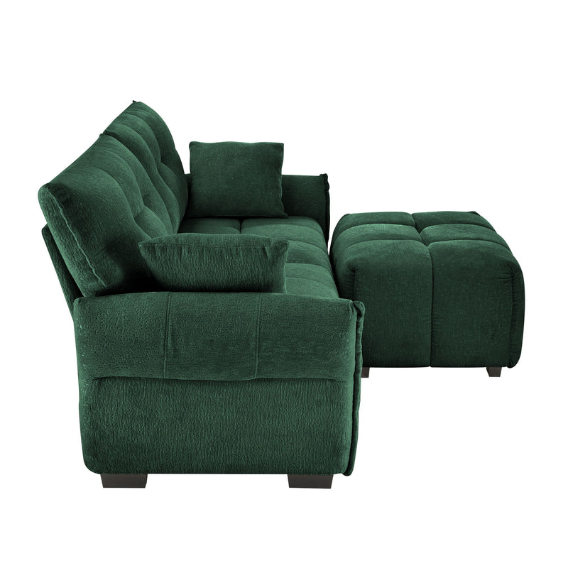 Sofa Set With Ottoman And Pillows, Textured, High Resilience Cushions