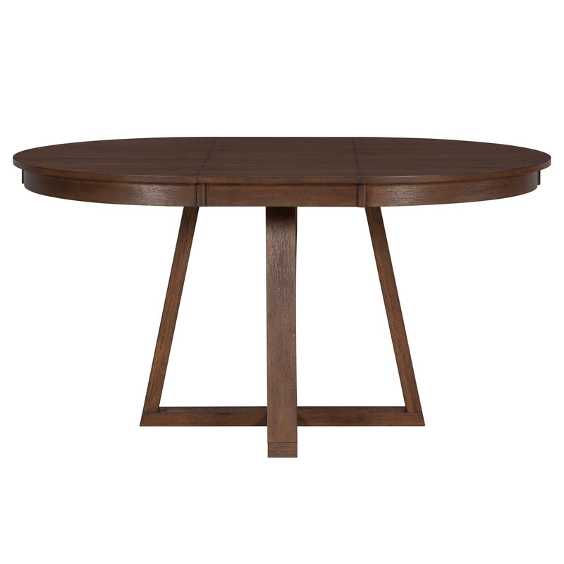 Dining Set With Leaf Round Table And 4 Upholstered Chairs