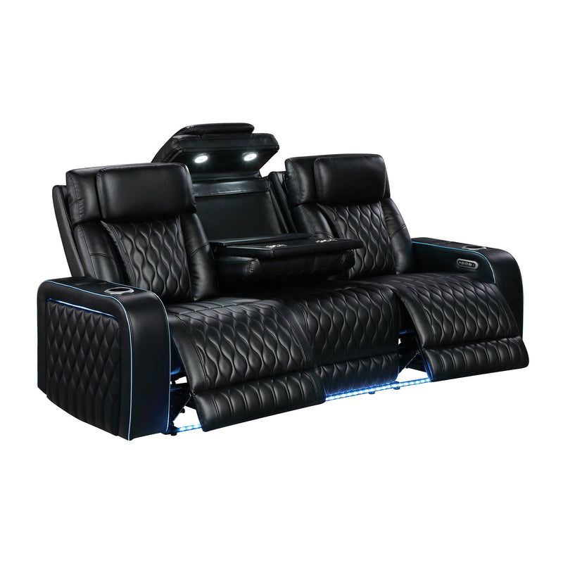 Electra - Power Reclining Sofa With Power Headrests, Drop Down Table, Reading Light, Massage, LED Lighting And USB Control