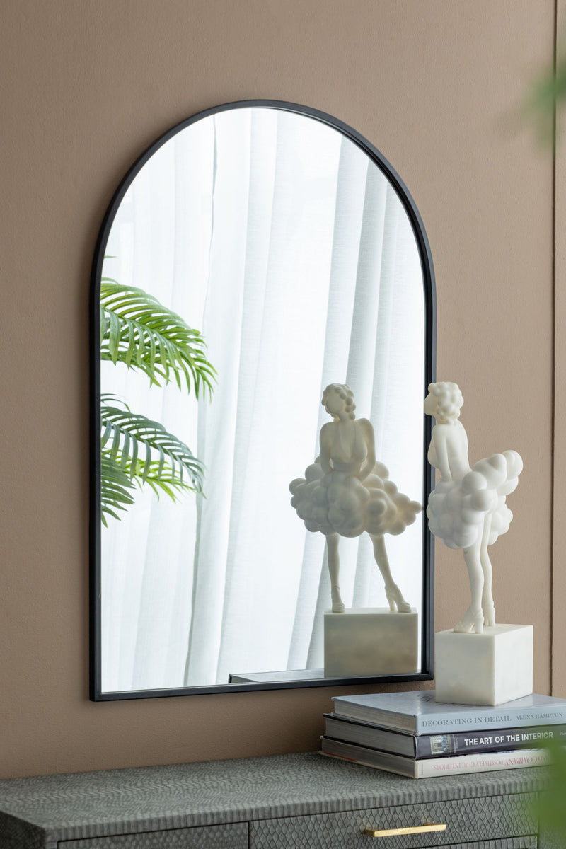 Arched Mirror With Metal Frame, Wall Mirror For Living Room Bedroom Entryway