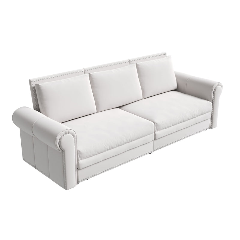 Pull Out Sofa Bed 3 In 1 Convertible Sleeper Sofa With Nailhead Trim & Rolled Arm, Multi Functional
