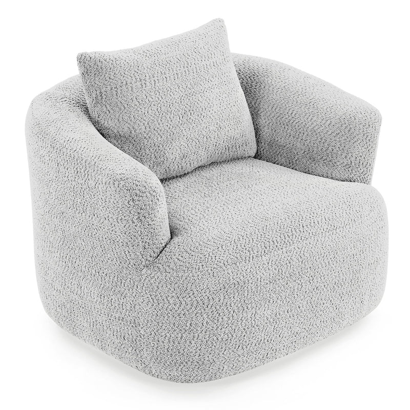 360° Swivel Barrel Sofa Chair With Throw Pillow, Upholstered Accent Chair