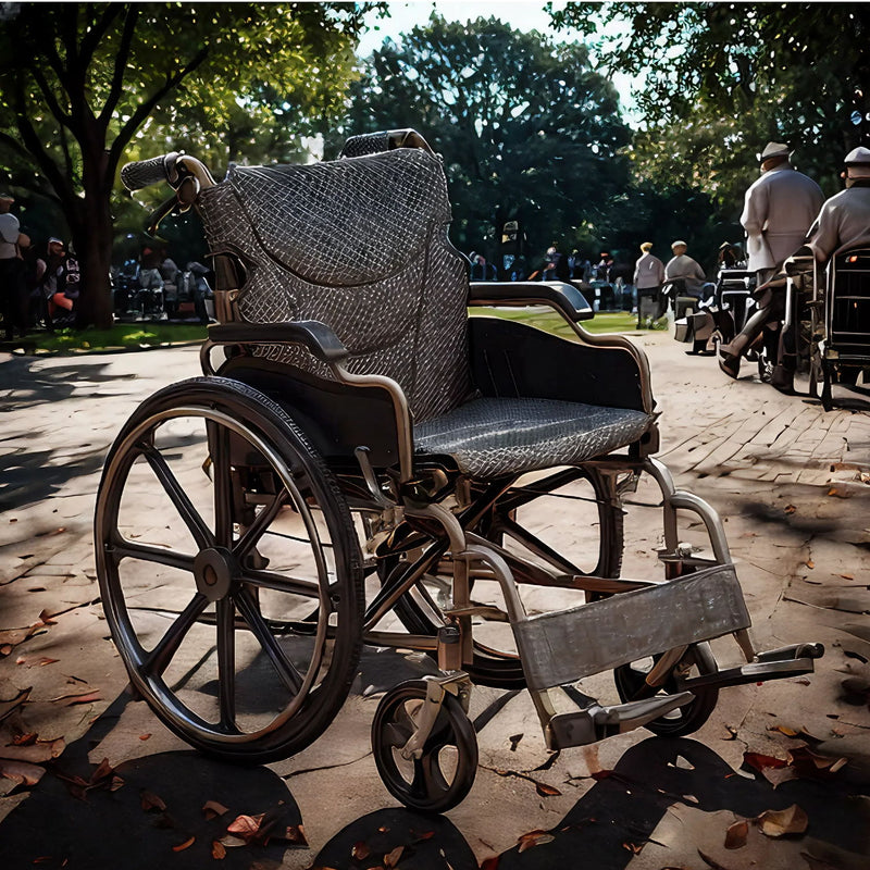 Lightweight Wheelchair Foldable For Adults, Manual Transport Chair With Double Brakes