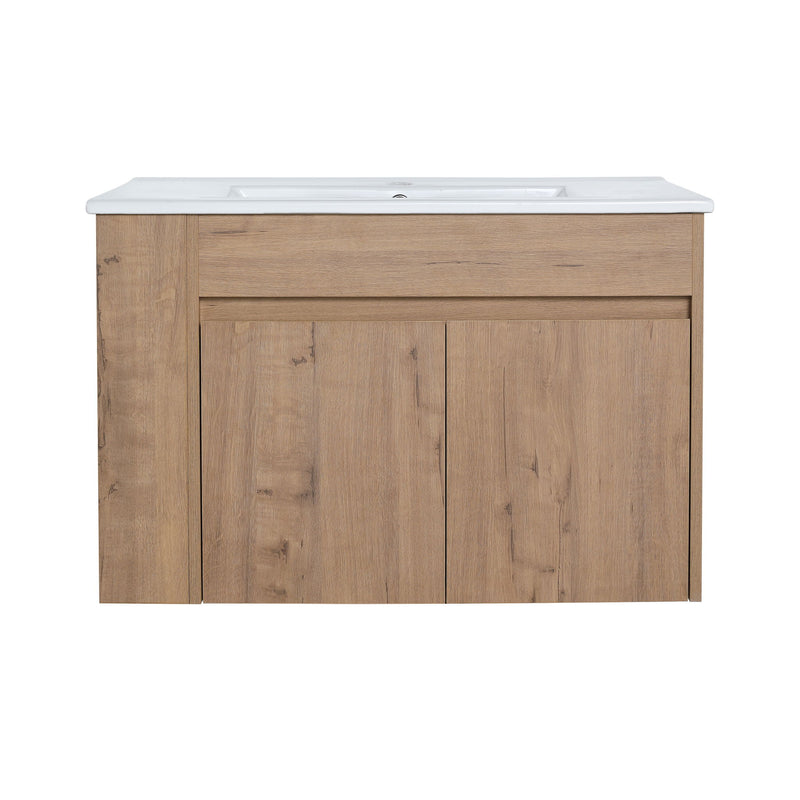 Wall Mounted Bathroom Vanity With Basin And Adjustable Open Shelf