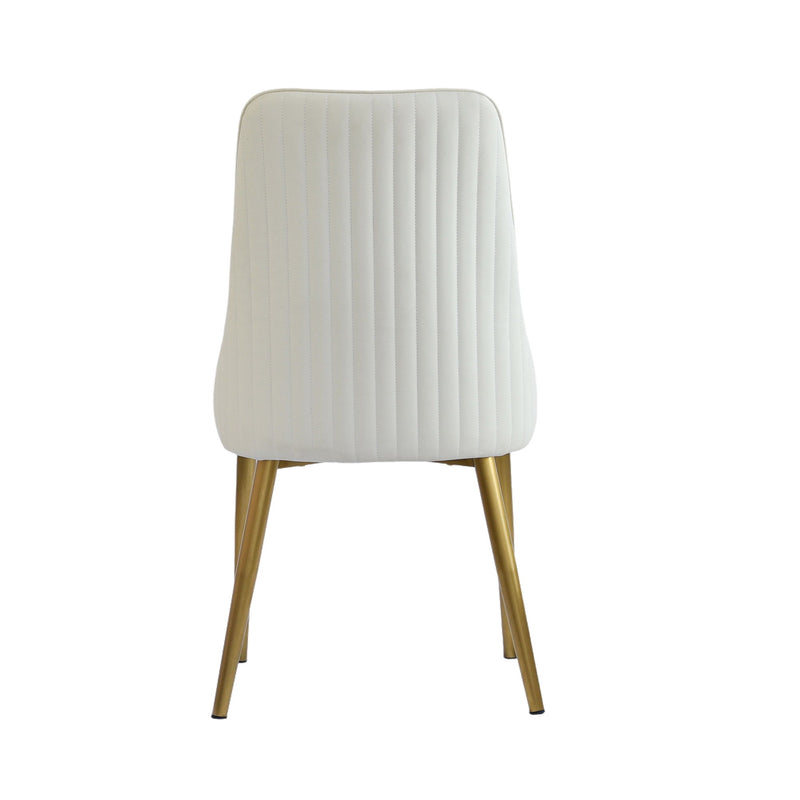 Modern Sponge-Filled Dining Chair, Solid Wood Metal Legs, Suitable For Restaurants, Living Rooms And Rooms (Set of 2) - White